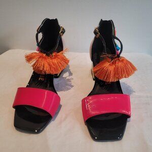 Kat Maconie Leather Printed Slingback Sandals - Size 7